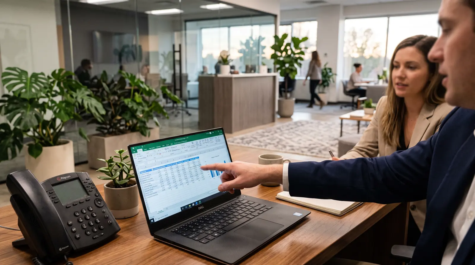 Preventivo mostrato su un laptop durante un incontro in ufficio