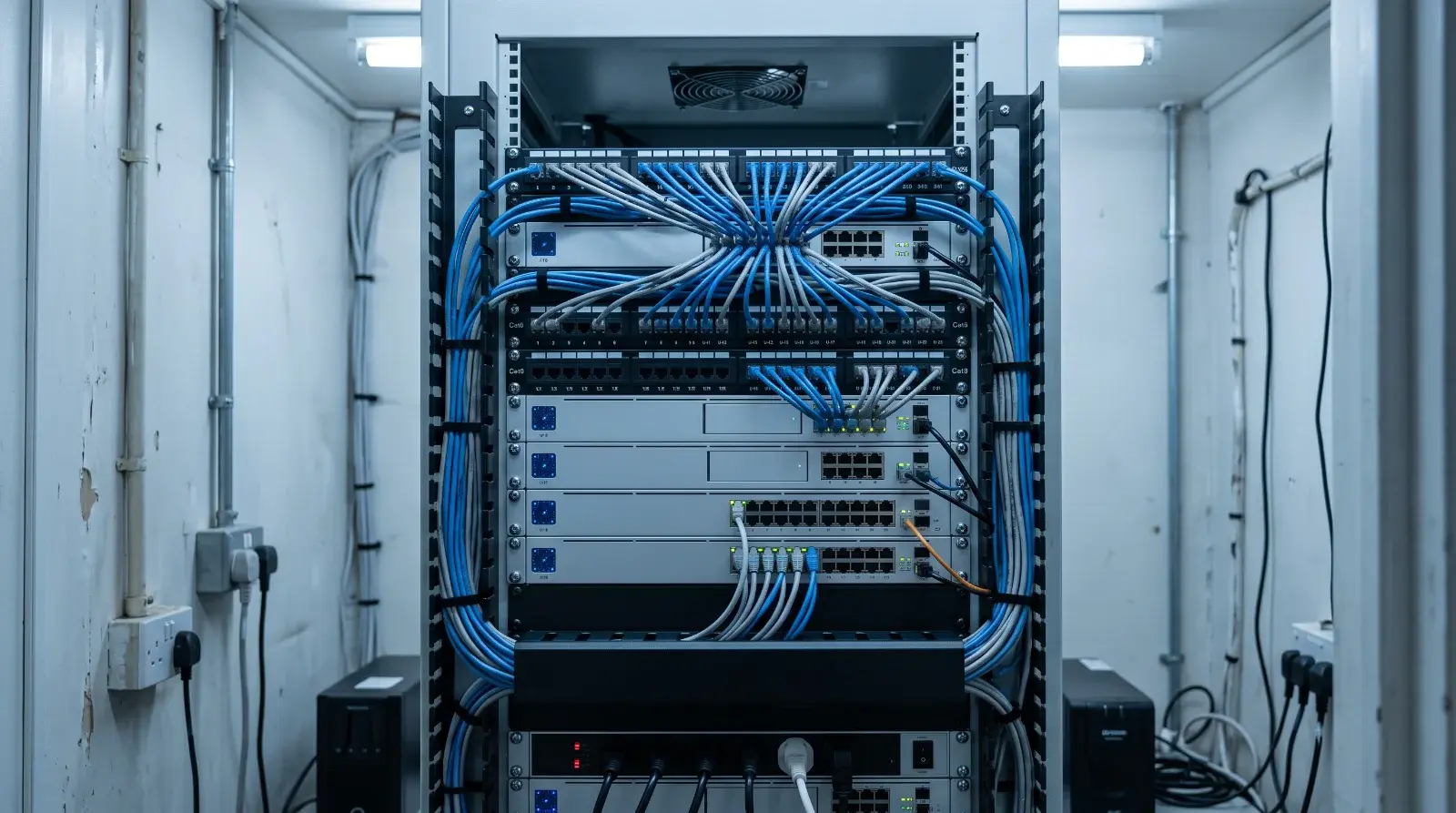 Armadio rack cablato locale tecnico
